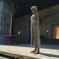 1girls 3d breasts cersei_lannister cleavage daenerys_targaryen female game_of_thrones picaspen pussy see-through_clothing starkers