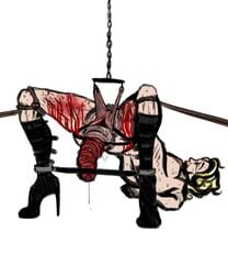 1girls ball_gag big_breasts blonde_hair blood bondage boots chains dyziz female_urethral_insertion forced gore latex_boots open_wound prolapse prolapsed_anus rape red_lipstick rope scar scars sweat urethral urethral_insertion wounded