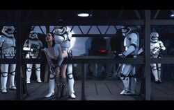 1girls 5boys armour ass being_watched black_hair blaster breasts breasts_out bridge cheopsfm clothed/nude female first_order_at-m6 first_order_stormtrooper handcuffed handcuffs holding_hair light-skinned_female light_skin nipples penetration rey sex shirt shirt_lift small_breasts source_filmmaker star_wars stormtrooper straight watching