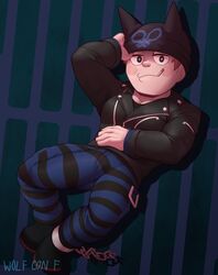 big_bulge boner bulge danganronpa danganronpa_v3 dwarfism erection gay irish male_only ryoma_hoshi smooth_skin solo solo_male wolf_con_f