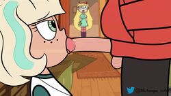 1boy 1girls animated balls being_watched blonde_hair blowjob blue_eyes caught cuckquean fellatio female green_eyes high_framerate jackie_lynn_thomas male marco_diaz netorare nutango oral penis star_butterfly star_vs_the_forces_of_evil unseen_male_face