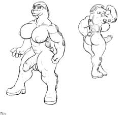 ace bigshow breasts emd futanari herm hi_res intersex living_train machine model_sheet monochrome muscular muscular_herm muscular_intersex pose sd70_ace solo train trainmorph vehicle