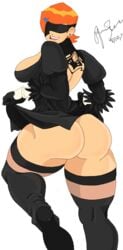 1girls ben_10 boots cartoon_network cleavage cosplay curvy erect_nipples female green_eyes gwen_tennyson huge_areolae huge_ass huge_breasts nier:_automata orange_hair puffy_nipples red_hair short_hair thatdirtymexican92 thick_lips voluptuous wide_hips yorha_2b_(cosplay)