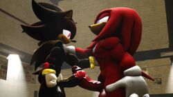 16:9 3d anthro comparing comparing_penis duo erection eulipotyphlan frottage genitals gym hedgehog hi_res knuckles_the_echidna male male/male male_only mammal muscular penis sex shadow_the_hedgehog sonic_(series) sonic_the_hedgehog_(series) source_filmmaker swordfight twintailssfm widescreen