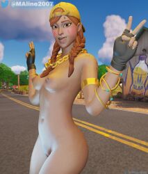 1girls aura_(fortnite) breasts double_v female_only fortnite maline2007 petite pussy tagme v