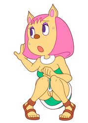 anthro chipposter clothed clothing female fur furry furry_only going_commando parappa_the_rapper paula_fox pink_hair pussy solo tagme um_jammer_lammy vagina