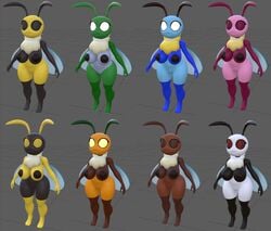 3d alternate_color antennae_(anatomy) anthro apis_mellifera arthropod arthropod_abdomen ass bee big_breasts big_butt biped black_body breasts bug_fables female fluffy forbiddenknights2 hi_res honey_bee hymenopteran insect_wings insects moonsprout_games neck_tuft non-mammal_breasts rpg_game shortstack slightly_chubby solo thick_thighs tuft unfinished vi_(bug_fables) video_games wings yellow_body