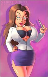 1girls bimbo blue_eyes breasts brown_hair bust busty cleavage curvaceous curvy curvy_body curvy_female curvy_figure curvy_hips deviantart dr._amanda_rebecca family_guy female female_focus female_only gigantic_breasts glasses high_heels hourglass_figure huge_breasts large_breasts legs lips lipstick long_hair nipples skirt strike-force voluptuous watermark woman