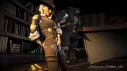 1girls 3d anal_masturbation animated ashe_(overwatch) bob_(overwatch) female_focus iidssm_sfm kneeling masturbation no_sound overwatch robot source_filmmaker tagme video white_hair