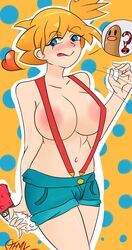 1girls big_breasts diglett dildo female female_only heart human kasumi_(pokemon) large_breasts nintendo nipples orange_hair pokeball pokemon solo tongue tongue_out