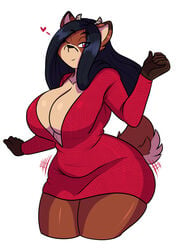 1girls animal_humanoid anthro anthro_only antlers artjwink big_breasts black_hair breasts brown_fur bust busty cervid cleavage clothed clothing curvy_figure dancing deer doe dress eyelashes female female_only flirting half-closed_eye heart hi_res hips huge_breasts jaywnk23 jwinkz large_breasts long_hair looking_at_viewer mammal maroon_eyes one_eye_closed original_character raye_(jwinkz) red_dress short_tail smile snout solo solo_female tail thick thick_thighs thighs voluptuous white_background wide_hips wink winking winking_at_viewer