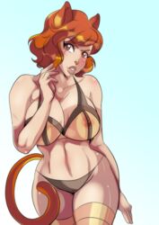 1girls april_o'neil april_o'neil_(mutant) april_o'neil_(tmnt_1987) areolae big_breasts blush breasts brown_eyes brown_hair cat_ears cat_tail catgirl cleavage female female_only hourglass_figure lufidelis mature_female navel nipples_visible_through_clothing orange_hair redhead short_hair smile solo solo_female solo_focus teenage_mutant_ninja_turtles thick_thighs thighhighs tmnt_1987 wide_hips