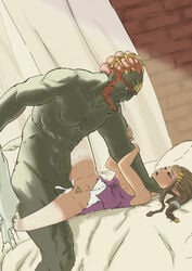 bed broken_rape_victim bulge choking clothing cum cum_in_pussy cum_inside dominant_male eye_contact functionally_nude ganondorf ganondorf_(twilight_princess) hand_on_arm hand_on_neck leg_lock legwear missionary_position muscular_male nintendo nipples princess_zelda rape rough rough_sex saibutts_(artist) shaped_pubic_hair straight submissive_female the_legend_of_zelda torn_clothes twilight_princess vaginal_penetration zelda_(twilight_princess)