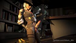 1futa 3d anal_masturbation animated ashe_(overwatch) bob_(overwatch) clothed dickgirl futanari iidssm_sfm large_penis masturbation no_sound overwatch penis_out source_filmmaker tagme video