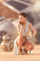 3d adapted_costume areolae arm_warmers armband armwear ass bb-8 belt boots bottomless breast_slip breasts brown_eyes brown_hair busty butt casual_exposure desert droid erect_nipples erotic_costume erotic_earth female female_focus female_only fingerless_gloves footwear handwear hourglass_figure human long_hair nipples nude nude_female nudity outdoors pinup pose posing pussy rey shaved_pussy sideboob skimpy skimpy_clothes solo squatting star_wars tagme tied_hair tunic vagina wide_hips zorglube