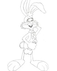 anthro eyes_closed male male_only mascot masturbation monochrome nesquik nestle open_mouth penis quick_the_rabbit rabbit solo standing toony whiskers