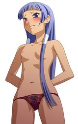 1girls asagin_naoto blush female female_only flat_chest kannagi nagi panties pubic_hair solo tagme