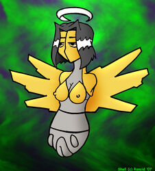 2007 anthro breasts color female female_only flying front_view hair halo nude pokemon pokemon_rse rancid shedinja short_hair solo tagme vulva