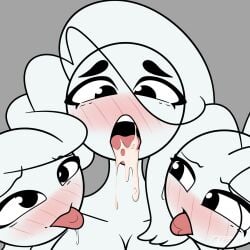 3girls blush blush carla carla_en_la_oficina carla_in_the_office comic comic_page comic_panel cum_in_mouth female female_only front_view karla marioa13 stickman stickwoman tiktok tongue tongue_out