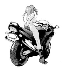 1girls ass back big_breasts bike boots breasts female female_only gloves isutoshi legs riding short_hair takako_tosa