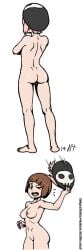 1girls ass breasts casual_nudity completely_nude disguise female jakuzure_nonon_(cosplay) kill_la_kill mankanshoku_mako noisetanker nude nudist pussy tagme