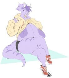 big_breasts breasts cleavage dullvivid female goodbye_volcano_high huge_breasts nipples scalie thick_thighs trish_(gvh) wide_hips