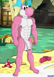 anthro balls beach ciel-wolf clothing dinosaur dragon feet flaccid footwear genitals male mario_bros muscular muscular_anthro muscular_male mythological_creature mythological_scalie mythology nintendo nipples outside paper_mario paper_mario:_the_thousand_year_door penis pink_body pink_scales pink_yoshi prehistoric prehistoric_species reptile scales scalie shoes solo the_great_gonzales_jr underwear white_body white_scales yoshi