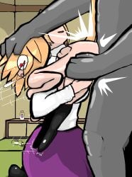 1boy 2girls 2girls1boy arcueid_brunestud assisted_sex baby_oil bigballerz cat_ears cat_tail catgirl drool drooling grey_body grey_skin hand_on_head heart-shaped_pupils held_up leggings living_sex_toy ms_paint neco-arc sex sex_from_behind shadenfreude shortstack size_difference suprised suprised_look tsukihime type-moon used_like_a_toy