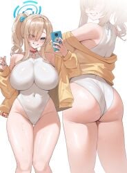 1girls ass asuna_(blue_archive) blonde_hair blue_archive blue_eyes breasts dat_ass female hi_res hips huge_ass huge_breasts kuavera light-skinned_female light_skin long_hair naughty_face thick_thighs thighs wide_hips