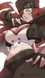 belly breasts female fur_hat guilty_gear hat holy_meh holymeh large_breasts millia_rage red_hair