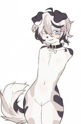 amputated_arm amputation amputee armless canine collar eyelashes femboy furry girly hairclip null nullification penis sex_slave sheath slave tail viskasunya white_fur
