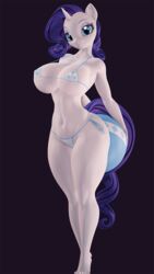 bikini bra female female_only furry indigosfm large_ass large_breasts my_little_pony rarity_(mlp) smooth_skin solo thong_aside