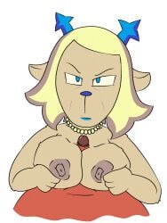 3:4 anthro antlers big_breasts blonde_hair blue_eyes breast_play breasts carol_holiday deer deltarune digital_media_(artwork) duo female fur genitals hair hi_res horn male male/female mammal mature_female new_world_deer nipples nude penis reindeer rudolph_holiday sex susfortressa titjob undertale_(series)