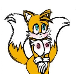 1girls big_ass big_breasts big_thighs blue_eyes blush blushing breasts colored cute edit edited female female_only fox genderswap gjoodt hands_together looking_at_viewer nipples nude nude_female pressing_breasts_together rule_63 sega sonic_(series) tails tailsko thighs yellow_fur young younger_female