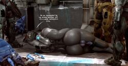 2020 3d 3d_(artwork) alien anus armor ass backsack balls big_butt dialogue digital_media_(artwork) english_text gay genitals gun halo_(series) helpless hi_res inviting lying male microsoft moreuselesssource moreuselesssource_(artist) on_side penis plasma_gun presenting presenting_hindquarters ranged_weapon rifle sangheili spartan_(halo) surrounded text video_games weapon xbox_game_studios