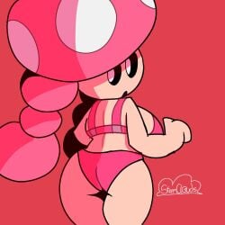 1:1 1girls ass back backboob big_ass big_breasts big_butt big_thighs bikini black_eyes bra breasts female female_only light-skinned_female light_skin lingerie looking_at_viewer looking_back looking_back_at_viewer mario_(series) mushroom mushroom_humanoid nintendo no_nose open_mouth panties pink_bikini pink_bra pink_lingerie pink_panties pink_underwear solo stormcloudsart thick thick_ass thick_butt thick_hips thick_thighs toadette twintails underwear wide_hips