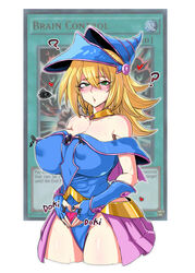 1girls ? blonde_hair covered_nipples dark_magician_girl erect_nipples_under_clothes female green_eyes in_heat mind_control parallax05 tagme yu-gi-oh!