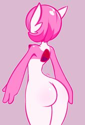 1boy 2020 alternate_skin_color androgynous anthro anthrofied ass back big_ass dated frowntown gardevoir humanoid large_ass male male_gardevoir male_only male_pokemon nintendo original_character pink_(frowntown) pink_hair pink_skin pokemon pokemon_(species) pokemon_rse short_hair solo solo_male thick_ass thick_thighs thighs white_skin