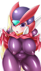 1girls bliss_zero blush breasts mega_man mega_man_zero pussy rule_63 solo zero_(mega_man)