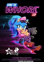 big_breasts blue_hair cover_page cuisine genderswap high_heel_shoes missphase mobian_(species) police_uniform rule_63 sega sonic_(series) sonic_the_hedgehog sonic_the_hedgehog_(film) sonic_the_hedgehog_(series) sonique_the_hedgehog text title