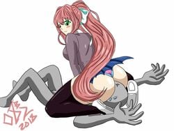 08b2 1boy 1girls :3 anon ass black_socks black_thighhighs blue_panties blue_skirt breasts brown_hair doki_doki_literature_club dominant_female domination facesitting female femdom green_eyes hair_ribbon heart_panties huge_ass kneesocks long_hair male monika_(doki_doki_literature_club) panties ponytail school_girl school_uniform self_insert sideboob sitting sitting_on_face sitting_on_person skirt skirt_lift smug socks thick_thighs thighhighs thighs tied_hair white_ribbon white_shoes