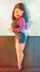 1girls alternate_breast_size big_breasts breasts bust busty cleavage curvaceous curves curvy curvy_body curvy_female curvy_hips deviantart ear_piercing earrings family_guy female female_only fetish glasses hips huge_breasts human large_breasts meg_griffin piercing seductive seductive_look solo strike-force teacher voluptuous watermark wide_hips woman