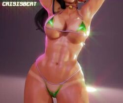 1girls 3d abs animated armpits arms_up ass athletic big_ass big_breasts bikini blender bouncing_breasts brazilian brazilian_female brazilian_tan breasts butt choker cleavage clothed_female crisisbeat curvy dancing dark-skinned_female dark_hair dark_skin female female_only large_breasts laura_matsuda midriff muscles muscular muscular_female navel no_sound smile solo street_fighter street_fighter_v sweaty tanline tanned_skin toned toned_female video wide_hips