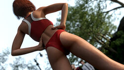 3d ass littljack red_hair sports_bra sportswear