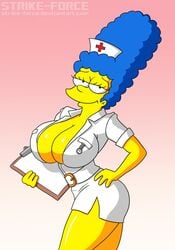 1girls alternate_breast_size ass big_breasts blue_hair breasts bust busty cleavage clipboard clothing curvaceous curves curvy curvy_body curvy_female curvy_figure curvy_hips deviantart fanart female female_focus female_only hair hips hourglass_figure huge_breasts large_breasts legs long_hair looking_at_viewer lower_body marge_simpson milf nurse nurse_cap nurse_uniform seductive seductive_look seductive_smile skimpy skimpy_nurse smile smiling smiling_at_viewer solo strike-force the_simpsons thick thick_legs thick_thighs thighs upper_body wide_hips woman yellow_skin