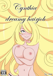 cynthia_(pokemon) hair_grab hairjob human pokemon wildhl