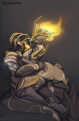 ass ass_grab cowgirl_position ember_(warframe) ember_prime fire frost_(warframe) frost_prime prime_warframe riding sex thechurroman vaginal_penetration warframe