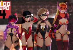 3d 4girls armwear belly_button big_breasts big_hero_6 black_hair blonde_hair breasts breasts_out brown_hair bust busty cleavage cleavage_cutout clothing costume crisisbeat crossover disney domino_mask elastigirl exposed_breasts eyewear female female_only fit fit_female footwear gogo_tomago handwear helen_parr highleg_leotard hips honey_lemon huge_breasts large_breasts legs legwear leotard lingerie logo long_hair looking_at_viewer lower_body marvel marvel_comics mask masked milf mother multiple_girls parody partially_visible_vulva pasties pixar seductive seductive_look short_hair smooth_skin stomach superhero superheroine take_your_pick the_incredibles thicc_hero_4 thick_legs thick_thighs thighs upper_body violet_parr voluptuous waist wedgie