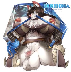 1futa absurd_res alpha_channel animal_genitalia anthro balls breasts canid canine canis fsmaverick fully_sheathed furry futanari genitals gynomorph hi_res intersex mammal muscular muscular_gynomorph muscular_intersex nipple_piercing nipples piercing sheath skriddha solo solo_futa wolf