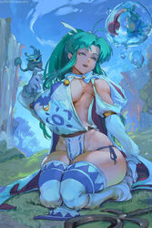 1girls aqua_hair ass boots breasts bubble curvaceous cutesexyrobutts detailed_background elbow_gloves erect_nipples female female_only female_solo gloves golden_sun grass green_eyes green_hair high_resolution hourglass_figure kneeling large_ass large_breasts long_gloves long_hair mia_(golden_sun) nintendo no_bra open_smile outdoors pale-skinned_female perky_breasts ponytail seiza sideboob sidelocks sitting smile solo staff teal_eyes teal_hair teeth thick_thighs thigh_boots thighhighs thighs tied_hair tongue very_high_resolution water white_footwear white_gloves wide_hips